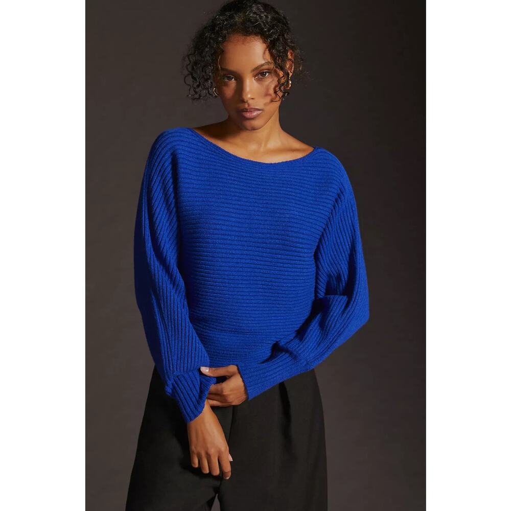 Women’s Anthropologie Ribbed Pullover Sweater in Cobalt Blue Size XS